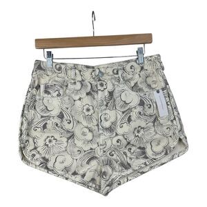 New‎ Anthropologie Pilcro Floral Print High Rise Shorts size 29 White/Black
